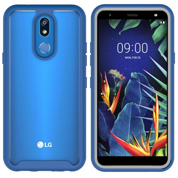 Wholesale LG K40 / K12 Plus / X4 (2019) Clear Dual Defense Hybrid Case (Navy Blue)